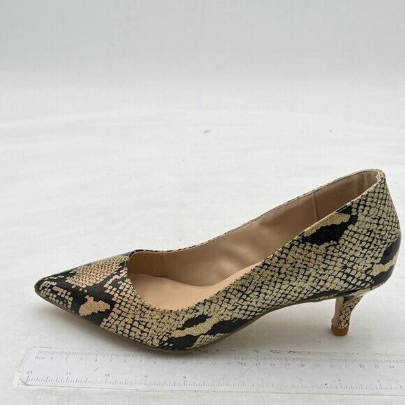 FSJ Women Sexy Pumps Leopard Snake Prints Shoes Kitten Low Heels Pointed Toe - Picture 4 of 7